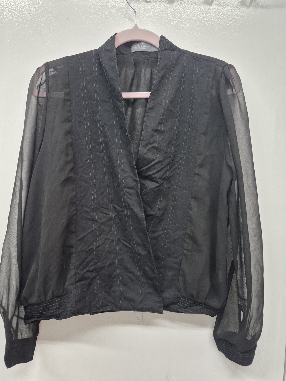🌼5/$20 Collection by Costa Blanca Sheer Bomber Jacket Shirt Black Size 2